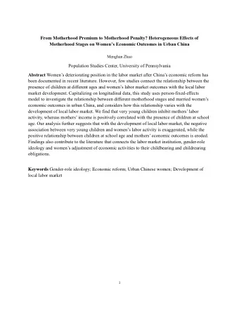 From Motherhood Premium to Motherhood Penalty? Heterogeneous Effects of Motherhood Stages on