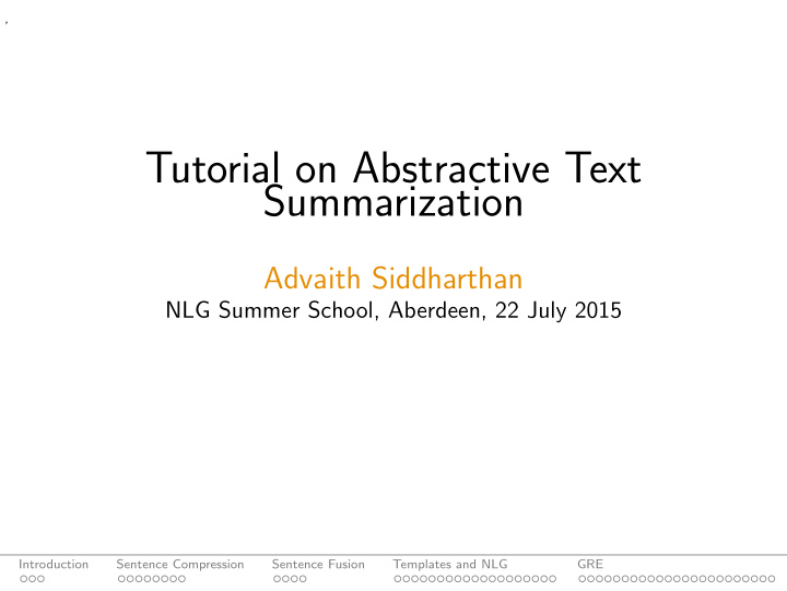 tutorial on abstractive text summarization