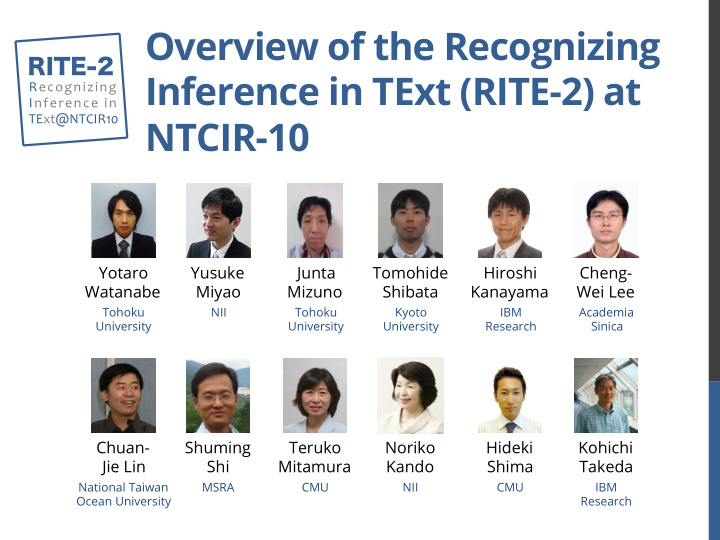 overview of the recognizing inference in text rite 2 at