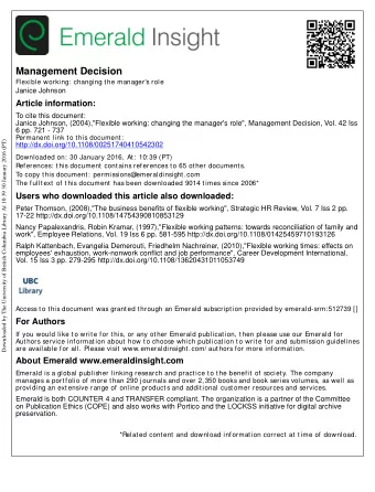 Management Decision  Flexible working: changing the manager's role  Janice Johnson  Article