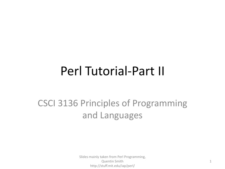 perl tutorial part ii