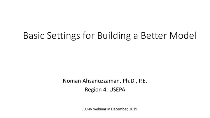 basic settings for building a better model