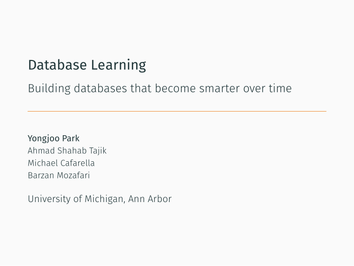 database learning