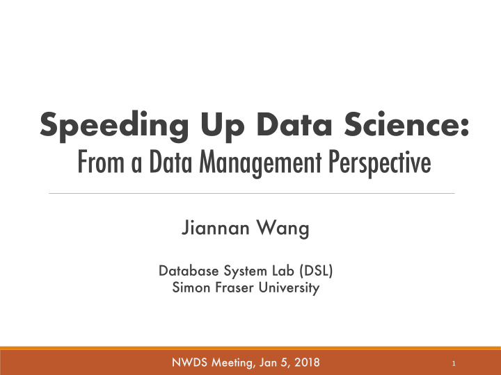 speeding up data science from a data management