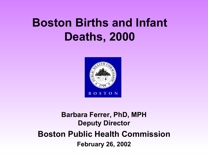 boston births and infant deaths 2000