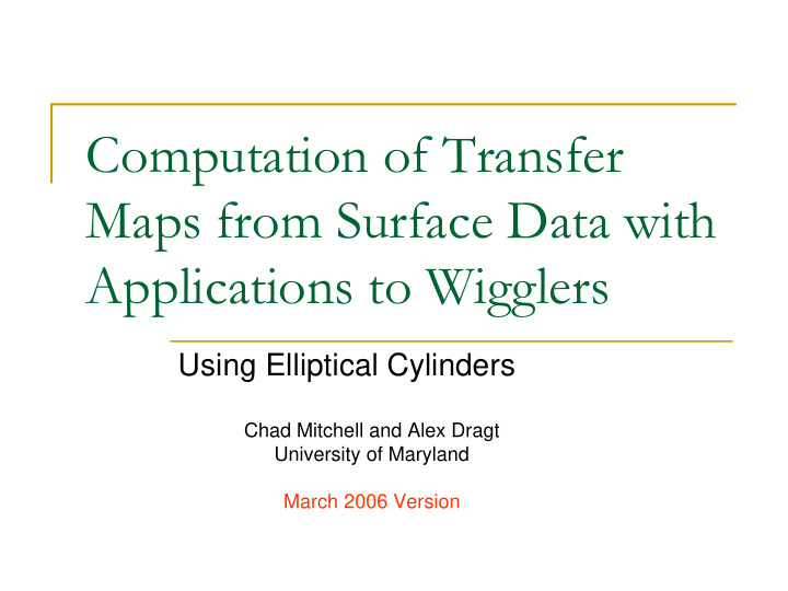 computation of transfer maps from surface data with