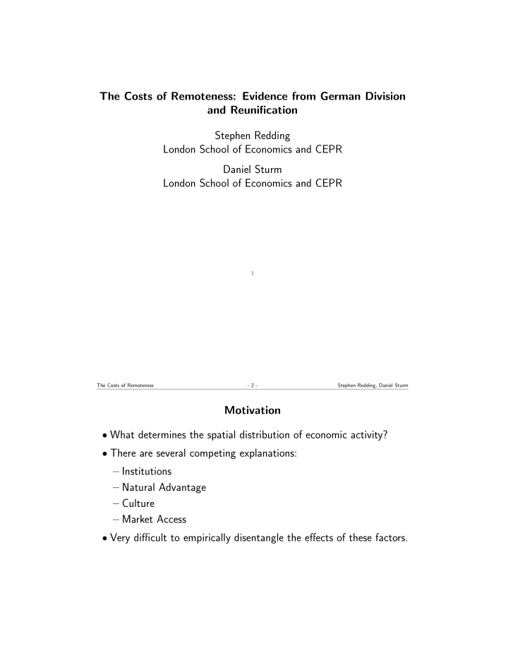 the costs of remoteness evidence from german division and