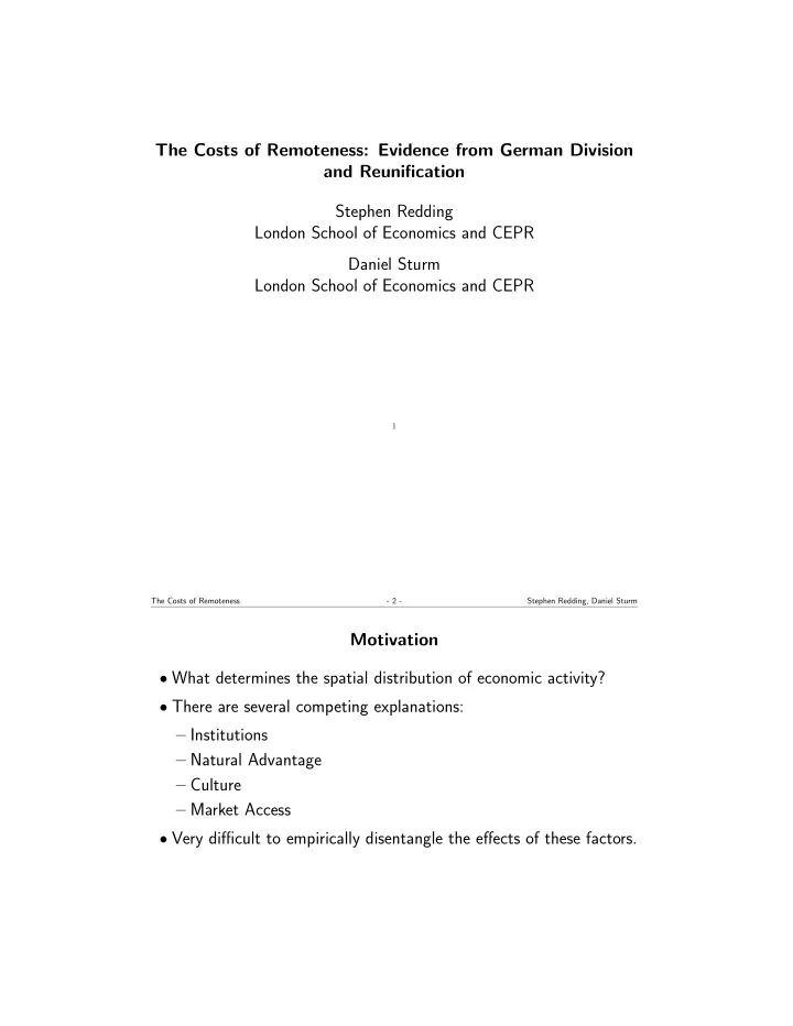 the costs of remoteness evidence from german division and