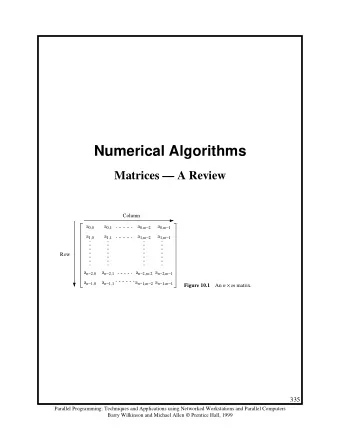 Numerical Algorithms  Matrices  A Review  Column a 0,0 a 0,1 a 0, m  2 a 0, m  1 a 1,0 a