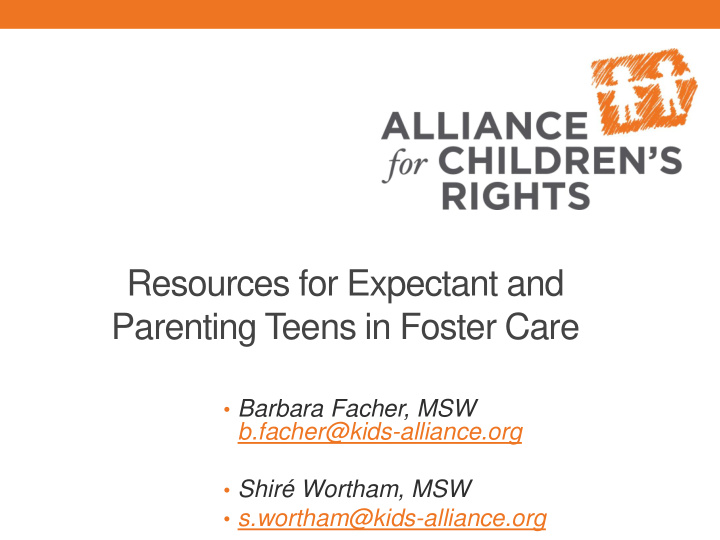 resources for expectant and parenting teens in foster care
