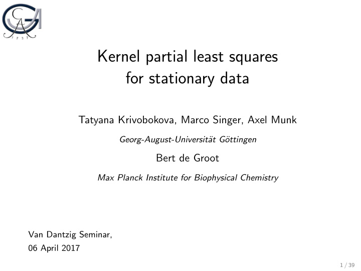 kernel partial least squares for stationary data