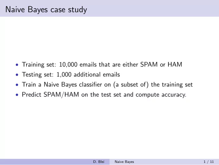 naive bayes case study