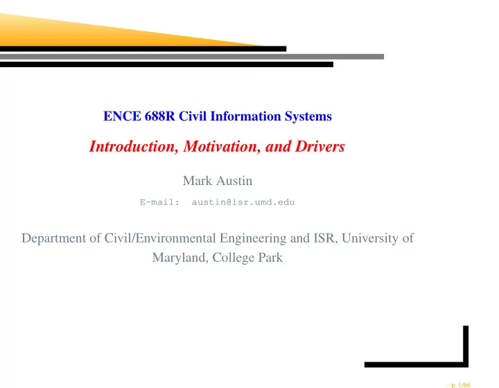 introduction motivation and drivers
