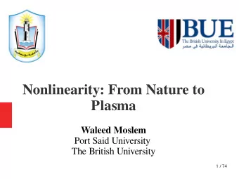 Nonlinearity: From Nature to  Plasma  Waleed Moslem  Port Said University  The British University