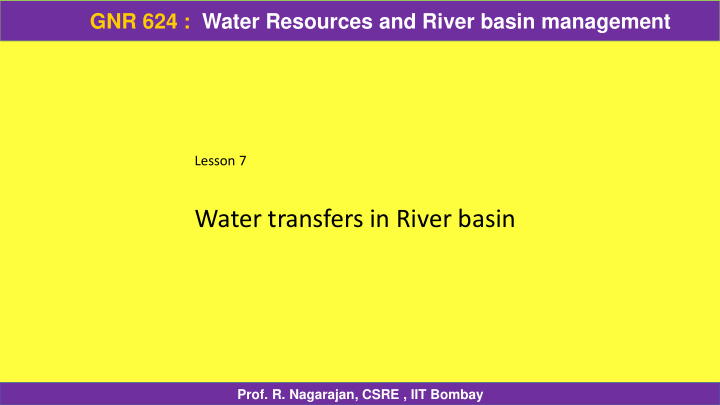 water transfers in river basin