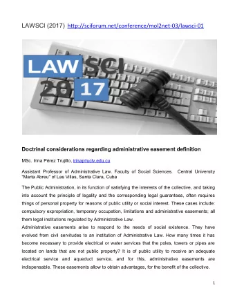 LAWSCI (2017) http://sciforum.net/conference/mol2net-03/lawsci-01 Doctrinal considerations