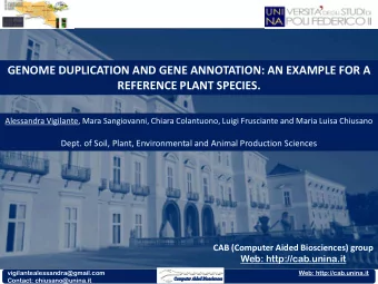 GENOME DUPLICATION AND GENE ANNOTATION: AN EXAMPLE FOR A  REFERENCE PLANT SPECIES.  Alessandra