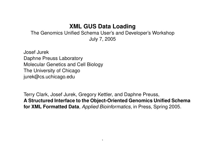 xml gus data loading