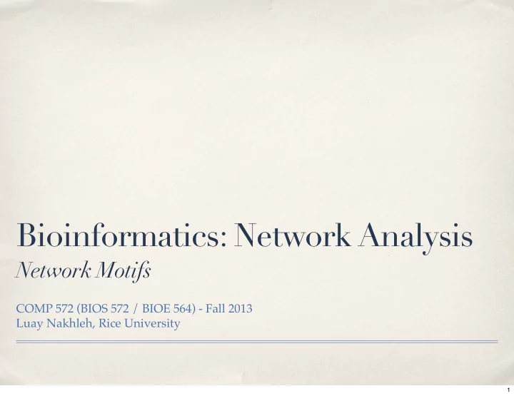 bioinformatics network analysis