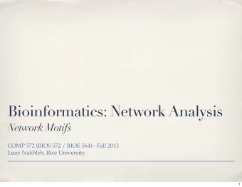 Bioinformatics: Network Analysis  Network Motifs  COMP 572 (BIOS 572 / BIOE 564) - Fall 2013  Luay