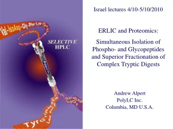 Complex Tryptic Digests  Andrew Alpert  PolyLC Inc.  Columbia, MD U.S.A.  HILIC versus RP: Inverse