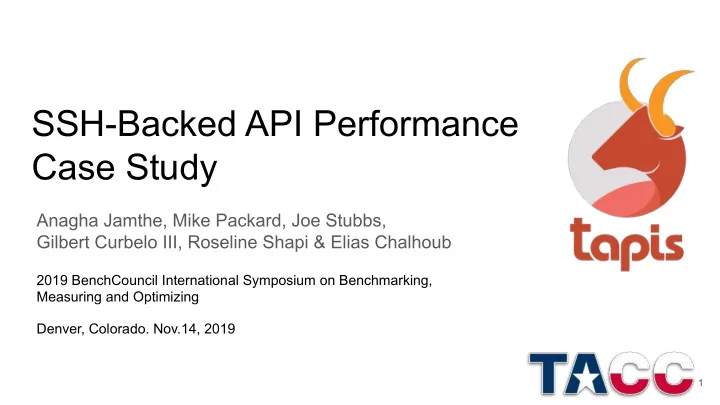 ssh backed api performance case study