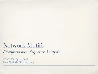 Network Motifs  Bioinformatics: Sequence Analysis  COMP 571 - Spring 2015  Luay Nakhleh, Rice
