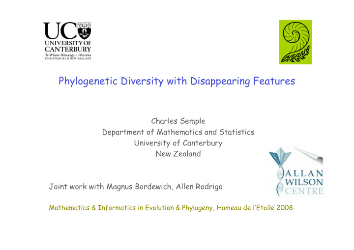 phylogenetic diversity with disappearing features