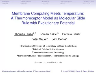 Membrane Computing Meets Temperature:  A Thermoreceptor Model as Molecular Slide  Rule with