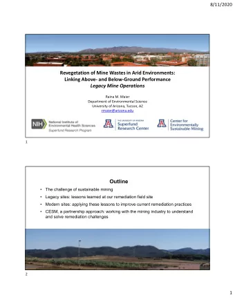 Revegetation of Mine Wastes in Arid Environments:  Linking Above- and Below-Ground Performance