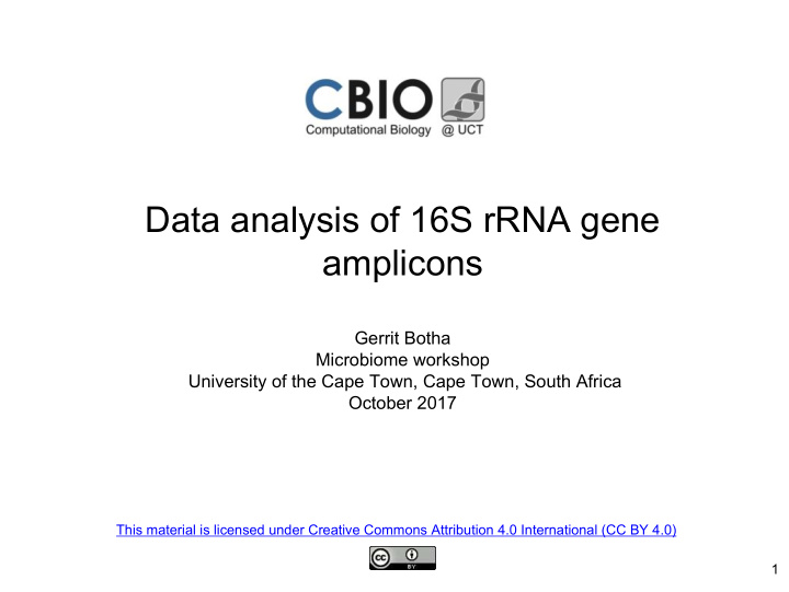 data analysis of 16s rrna gene amplicons