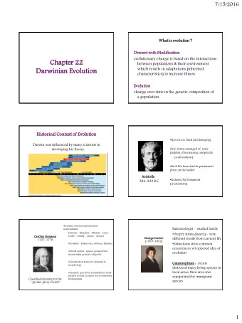 Descent  nt with Modifica  catio  tion  evolutionary change is based on the interactions  Chapter