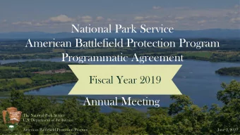 National Park Service  American Battlefield Protection Program  Programmatic Agreement  Fiscal Year