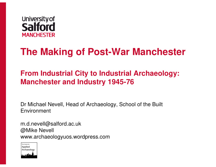 the making of post war manchester