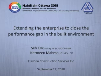 Extending the enterprise to close the  performance gap in the built environment Seb Cox M.Eng.