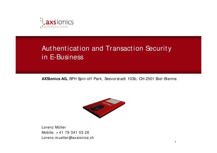 authentication and transaction s ecurity in e business