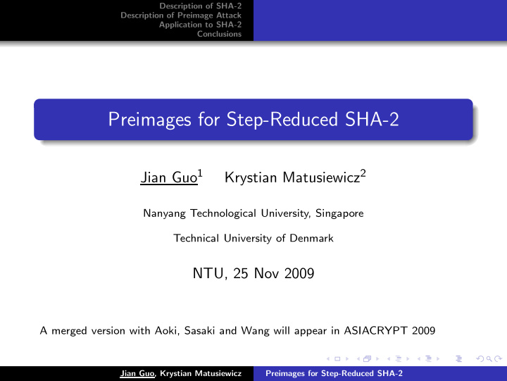 preimages for step reduced sha 2