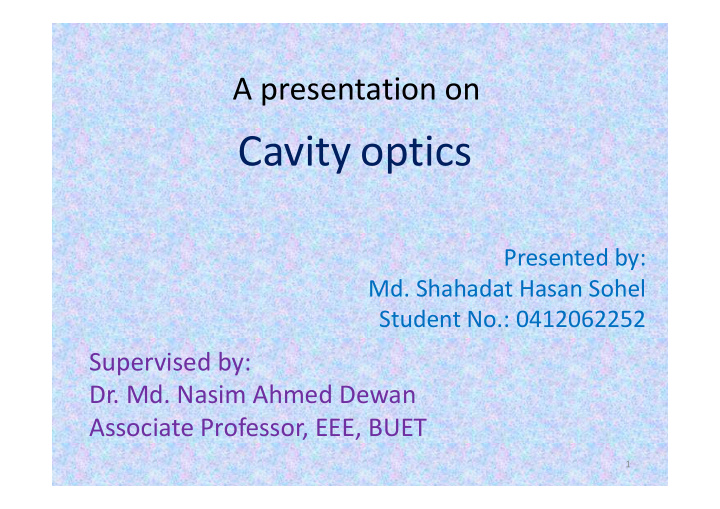 cavity optics