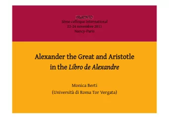 Ale  lexan  ande  der  r the Gr  Great  at an  and  d Aris  ristotle  le  in in the Libr  Libro de