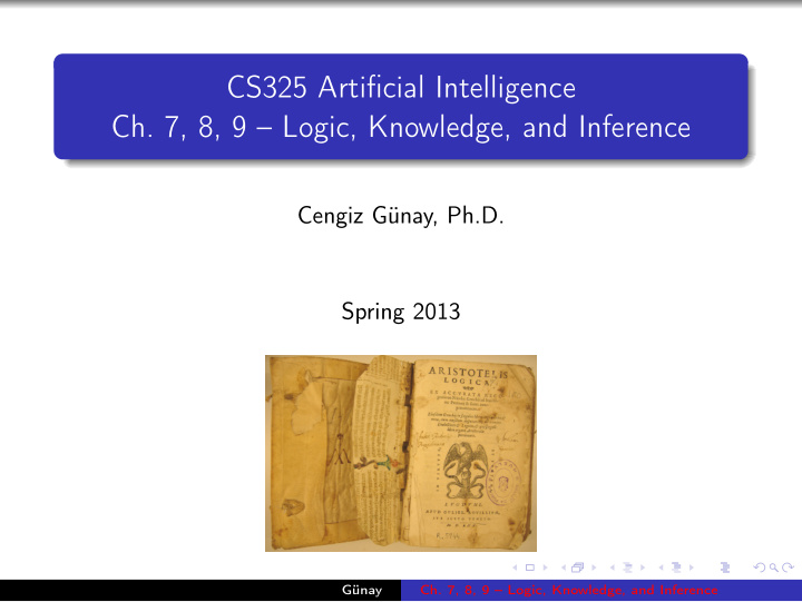 cs325 artificial intelligence ch 7 8 9 logic knowledge