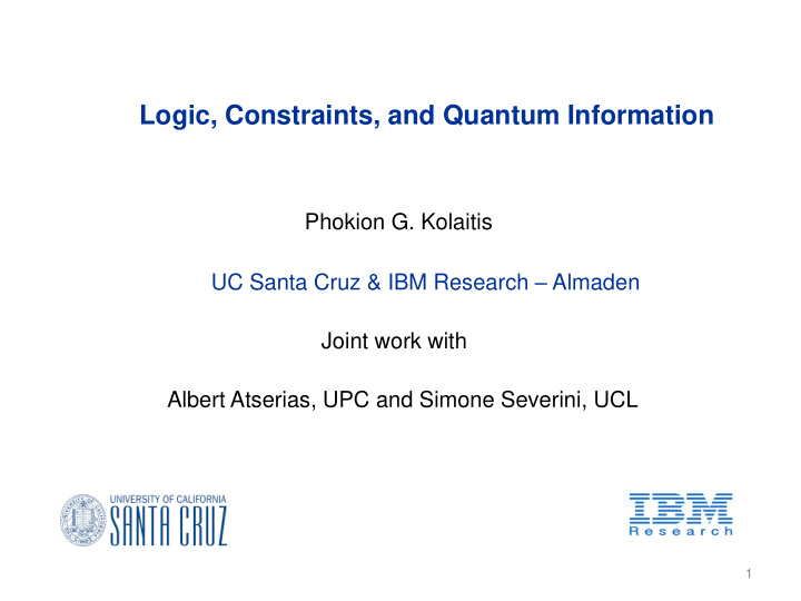 logic constraints and quantum information phokion g