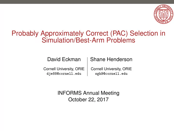 probably approximately correct pac selection in