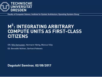 M 3 : INTEGRATING ARBITRARY  COMPUTE UNITS AS FIRST-CLASS  CITIZENS  OS: Nils Asmussen, Hermann H