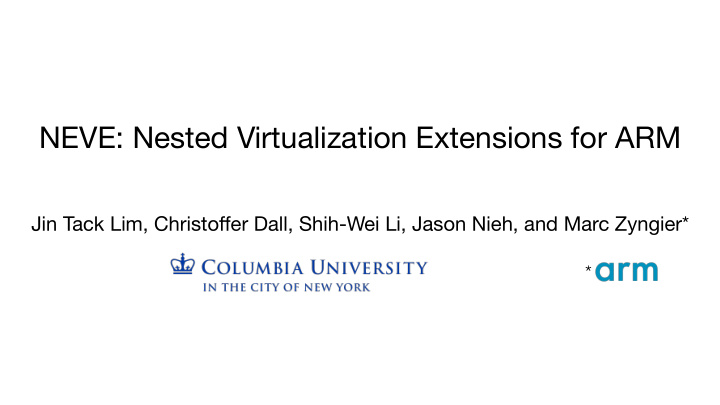 neve nested virtualization extensions for arm