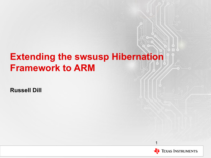extending the swsusp hibernation framework to arm