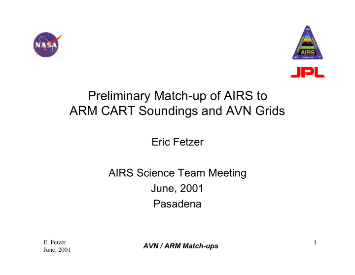 preliminary match up of airs to arm cart soundings and