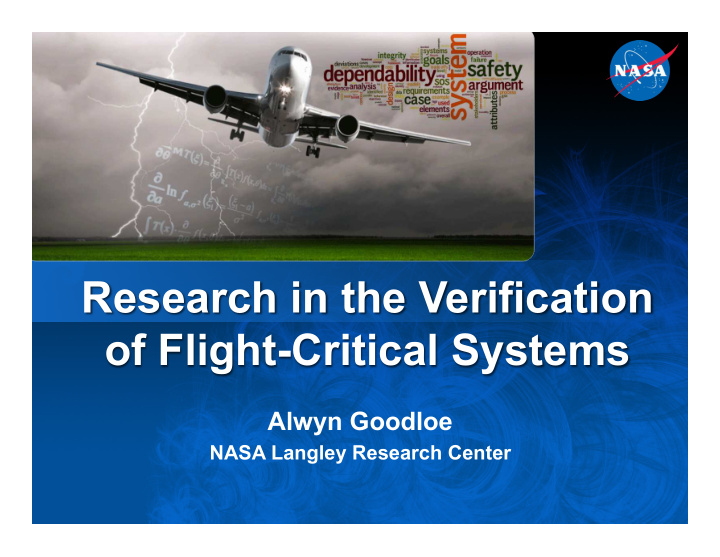 research in the verification of flight critical systems