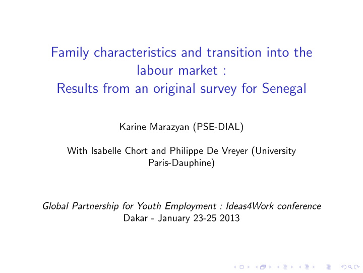 family characteristics and transition into the labour