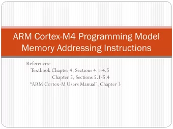 ARM Cortex-M4 Programming Model  Memory Addressing Instructions  References:  Textbook Chapter 4,