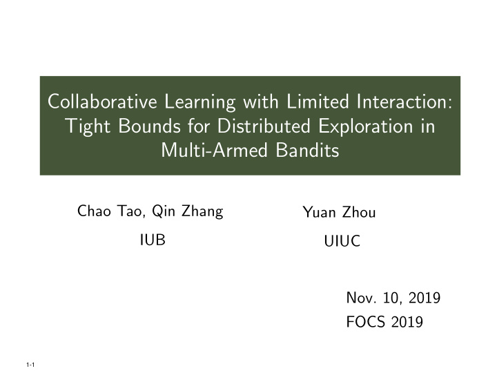 collaborative learning with limited interaction tight